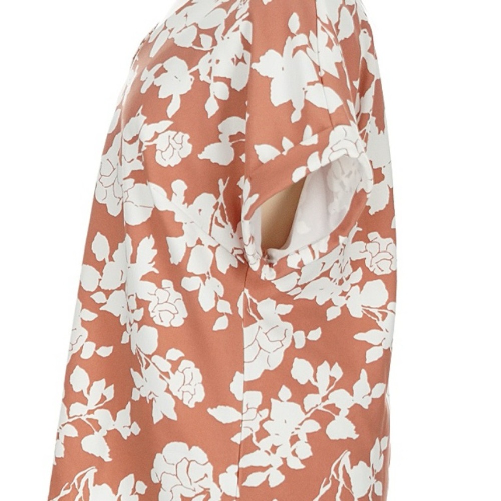 MELLODAY Floral V-Neck Blouse - White and Brown - Picture 4 of 7